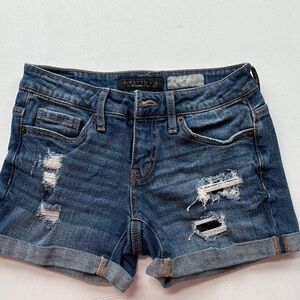 Aeropostale‎ Blue Jean Shorts Distressed Mid-Rise